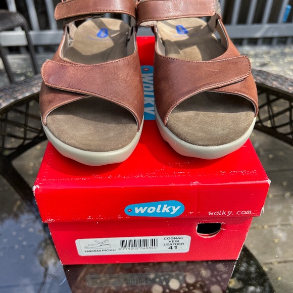 New Wolky Pichu Vegi Leather Comfort Sandals Cognac Color 1890543 Size 41 US-9 - Picture 6 of 6